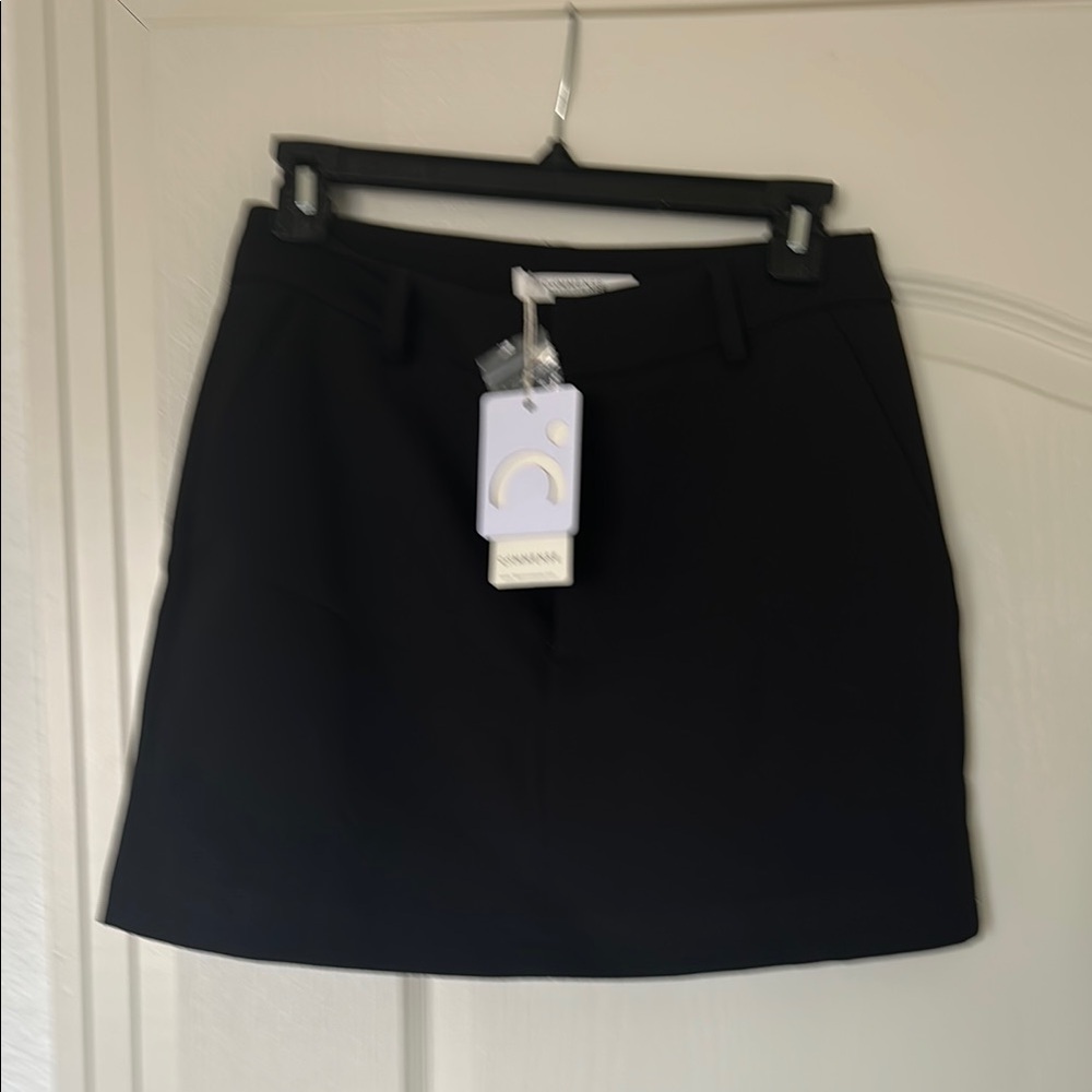 Commense Black A-Line Mini Skirt for Work